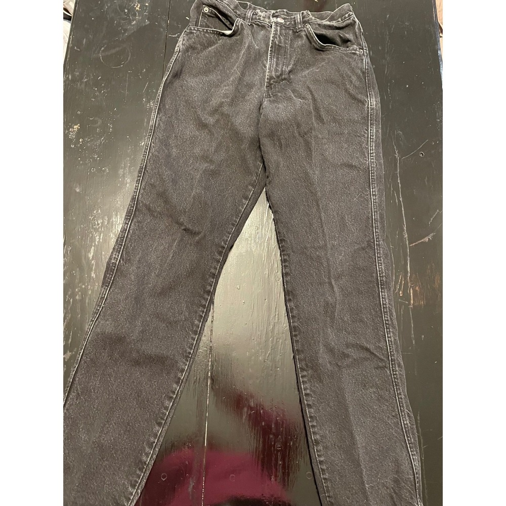 Wrangler Black Denim Jeans Men's 30x34 Straight Leg Cotton Button Fly